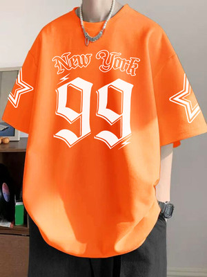 Cool Plus Printed Men Round Neck Orange T-Shirt
