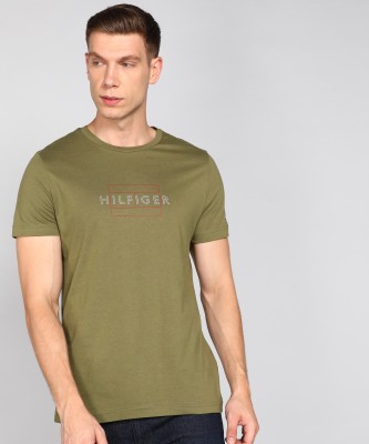 TOMMY HILFIGER Solid Men Round Neck Green T-Shirt