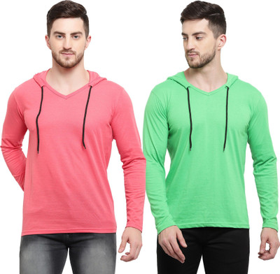 Tresna Trending Solid Men Hooded Neck Multicolor T-Shirt
