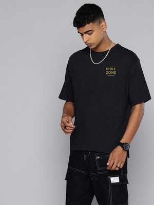 R.Code by The Roadster Life Co. Printed Men Round Neck Black T-Shirt