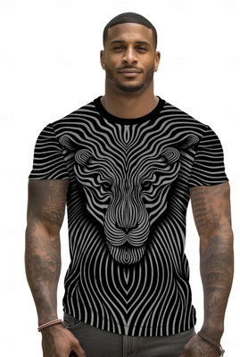 CHANDRASTYLE Animal Print Men Round Neck Grey T-Shirt