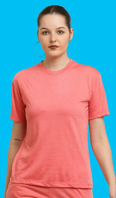 The Unicharm Solid Women Round Neck Orange T-Shirt