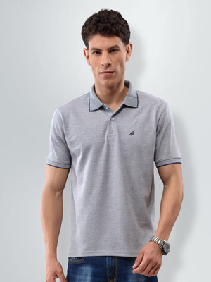 Lux Nitro Solid Men Polo Neck Grey T-Shirt