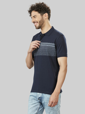 BE POSITIVE Solid Men Polo Neck Dark Blue T-Shirt