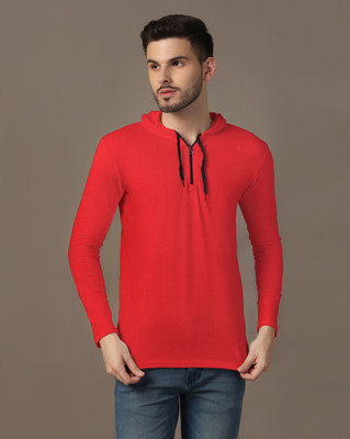 tfurnish Solid Men Hooded Neck Red T-Shirt