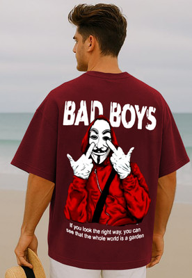 Manico Graphic Print Men Round Neck Maroon T-Shirt