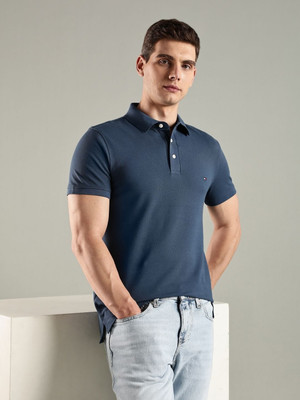 TOMMY HILFIGER Solid Men Polo Neck Blue T-Shirt