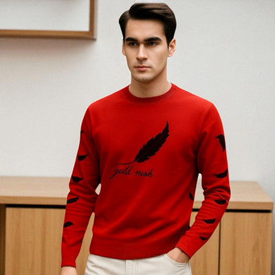 FASHIUM Printed Men Round Neck Red T-Shirt