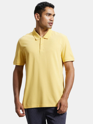 JOCKEY Solid Men Polo Neck Yellow T-Shirt