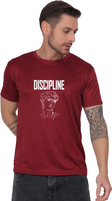 zivatraders Printed Men Round Neck Maroon T-Shirt