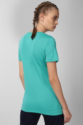 REEBOK Solid Women Round Neck Green T-Shirt