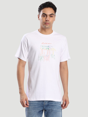 Bene Kleed Graphic Print Men Crew Neck White T-Shirt