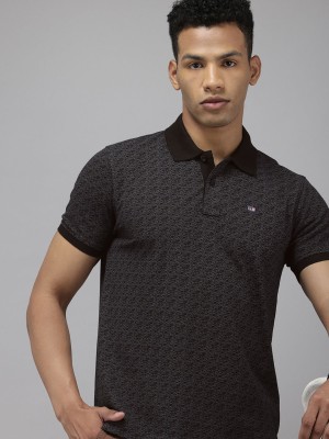 Arrow Sport Printed Men Polo Neck Black T-Shirt