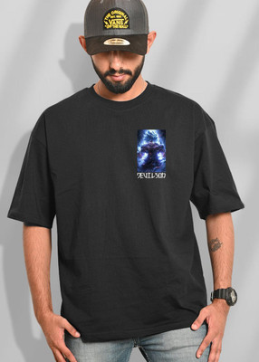 Devilson Printed Men Round Neck Black T-Shirt