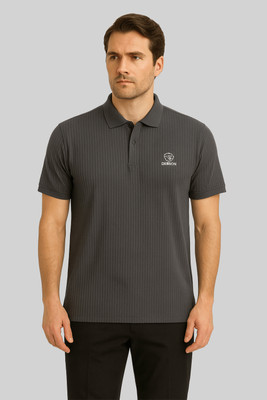 Sportz Fit Solid Men Polo Neck Black T-Shirt