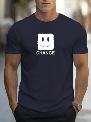 Vmens99 Printed Men Round Neck Dark Blue T-Shirt