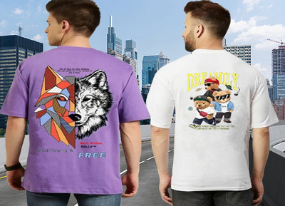 Parona Printed Men Round Neck Purple, White T-Shirt