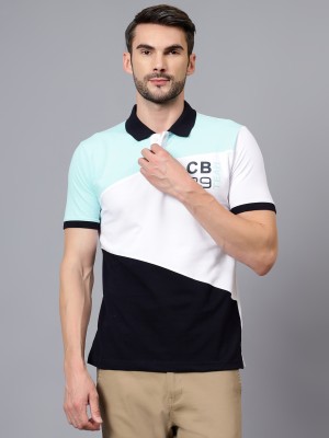 CANTABIL Colorblock Men Polo Neck Dark Blue T-Shirt