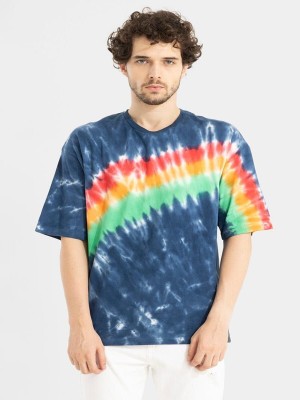 PINCH ELEVEN Printed Men Round Neck Blue, Multicolor T-Shirt