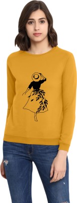 QEEN STAR FASHION Printed Women Round Neck Yellow T-Shirt