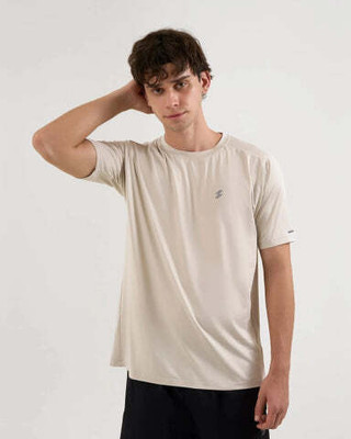 DCYPHR Solid Men Round Neck Beige T-Shirt