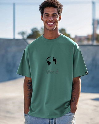 FASHLOOK Printed Men Round Neck Green T-Shirt