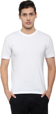 MYO Solid Men Round Neck White T-Shirt