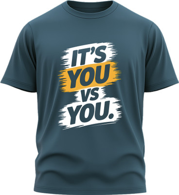 Jazira Typography Men Round Neck Blue T-Shirt