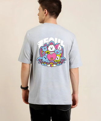 KIDSWING Printed, Typography Men Round Neck Grey T-Shirt