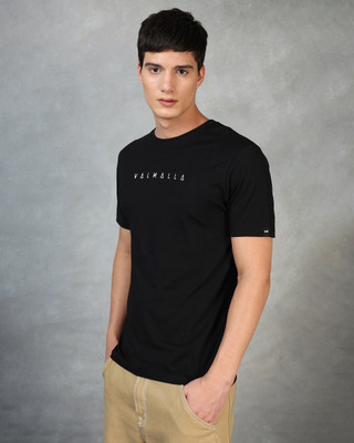 BEWAKOOF Printed Men Round Neck Black T-Shirt