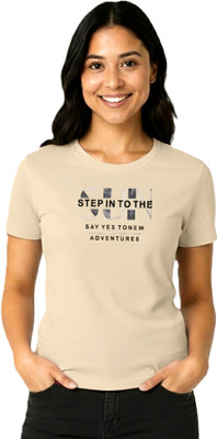 Morrio Typography Women Round Neck White T-Shirt