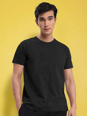 Urban Envy Solid Men Round Neck Black T-Shirt