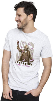 KRYONIX Printed Men Round Neck White T-Shirt