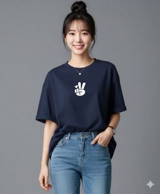 UrGear Printed Women Round Neck Black T-Shirt