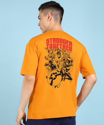 MARVEL By Metronaut Printed Men Round Neck Yellow T-Shirt