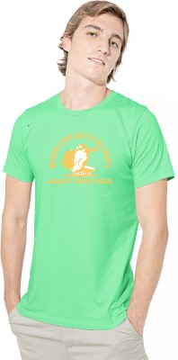 satyuga Printed, Typography Men Round Neck Light Green T-Shirt