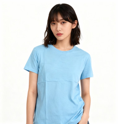 Little Haathee Sporty Women Round Neck Light Blue T-Shirt