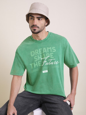 DIFFERENCE OF OPINION Printed Men Round Neck Green T-Shirt