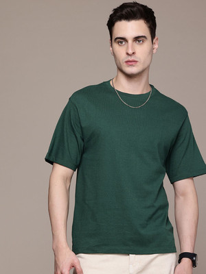 Moda Rapido Solid Men Round Neck Dark Green T-Shirt