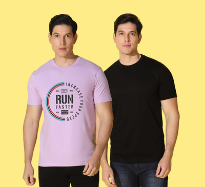 WOOSTRO Printed Men Round Neck Multicolor T-Shirt