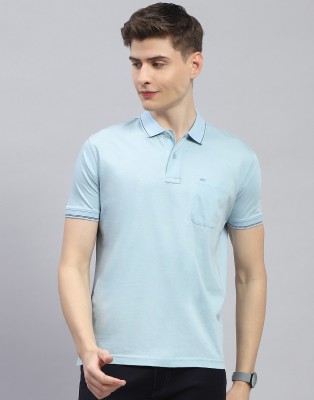 MONTE CARLO Solid Men Polo Neck Blue T-Shirt