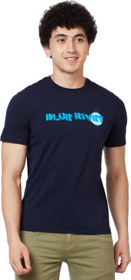 PARX Graphic Print Men Round Neck Blue T-Shirt
