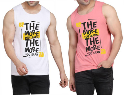 WOOSTRO Graphic Print Men Round Neck White, Pink T-Shirt