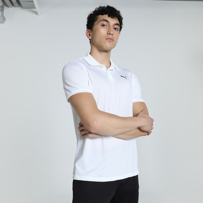 PUMA Solid Men Polo Neck White T-Shirt
