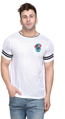 GEUM Printed Men Round Neck White T-Shirt