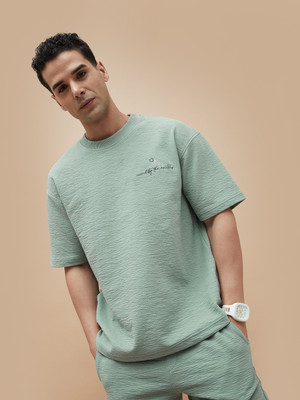 CODE by Lifestyle Self Design Men Crew Neck Grey T-Shirt