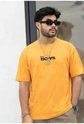 THEBOYS Printed Men Crew Neck Yellow T-Shirt