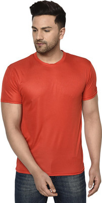 ACENTEO Solid Men Round Neck Red T-Shirt