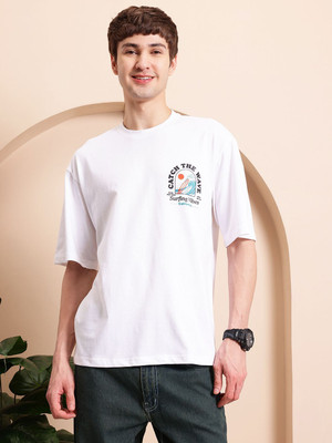 Mast & Harbour Solid Men Round Neck White T-Shirt