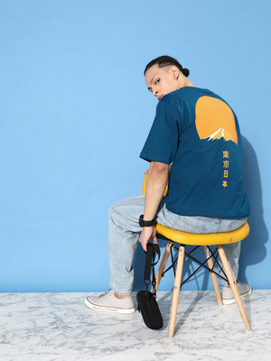 DIFFERENCE OF OPINION Graphic Print Men Round Neck Blue T-Shirt